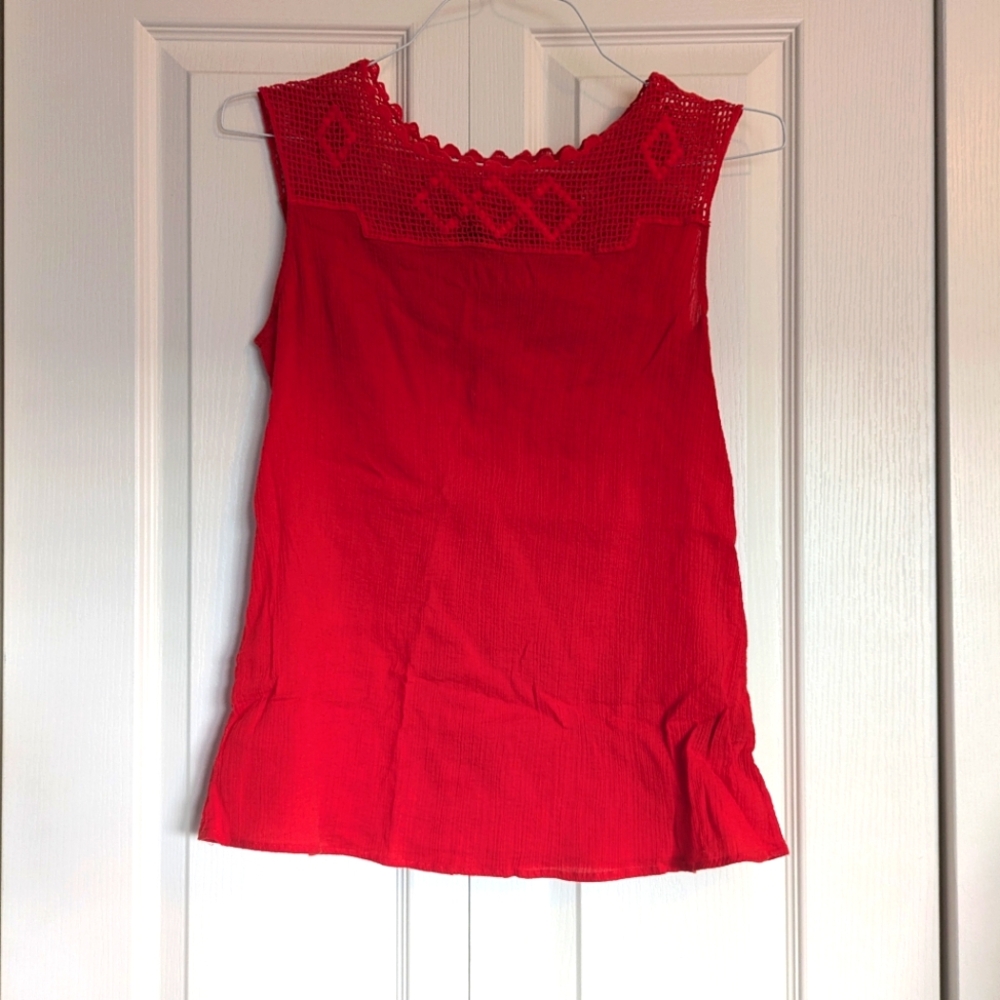 Chaps Bright Red Blouse Sz S